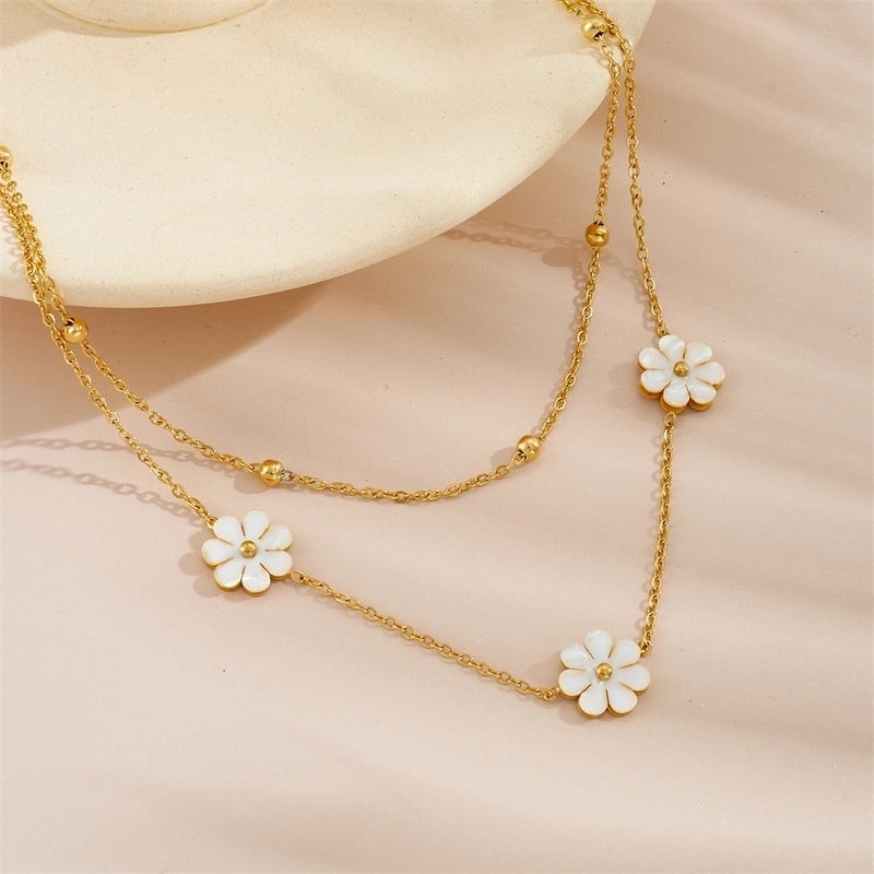Sweet Flower Titanium Steel Necklace