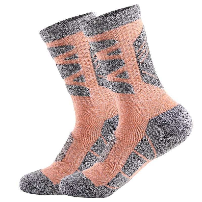 Outdoor Sports Socks With Thickened Towel Sole For Mountaineering Shock Absorption Hiking And Running Mid-tube Socks