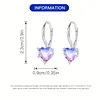 Sterling Silver Gradient Color Heart Zircon Hoop Earrings 