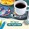 (US Only)6pcs US Flag DIY Diamond Painting Coasters Kits with Holder for Adult Beginner