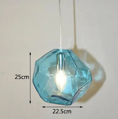 Modern Colored Glass Pendant Light E14 LED Lustrous Single Head Hanging Lamp For Kitchen Living Room Bedroom Bathroom Restaurant
