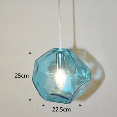 Modern Colored Glass Pendant Light E14 LED Lustrous Single Head Hanging Lamp For Kitchen Living Room Bedroom Bathroom Restaurant