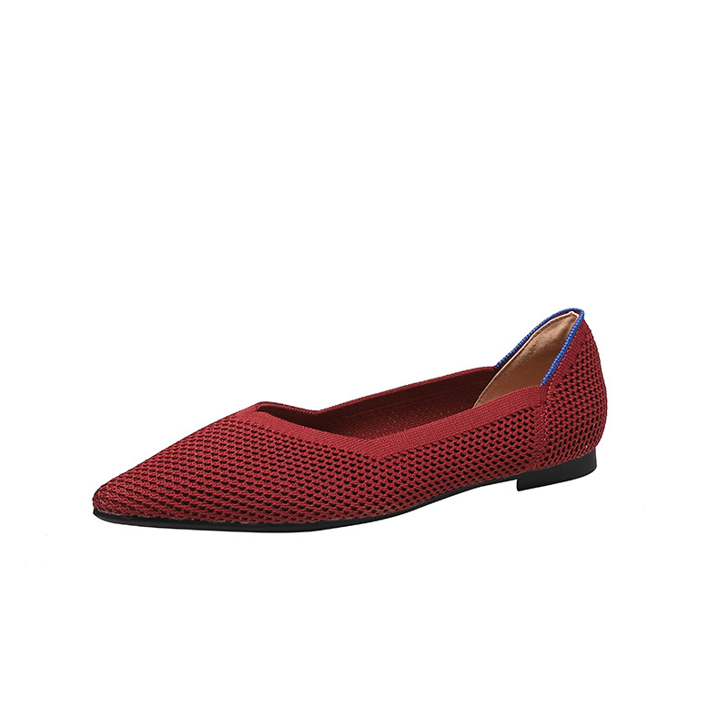 Karastik funky womens shoes 2025 Flat Shoes Women's Spring Summer Knitting Fly Line Luxury Shoes Pointed Flat Single Shoes Fashionable Breathable Non-slip