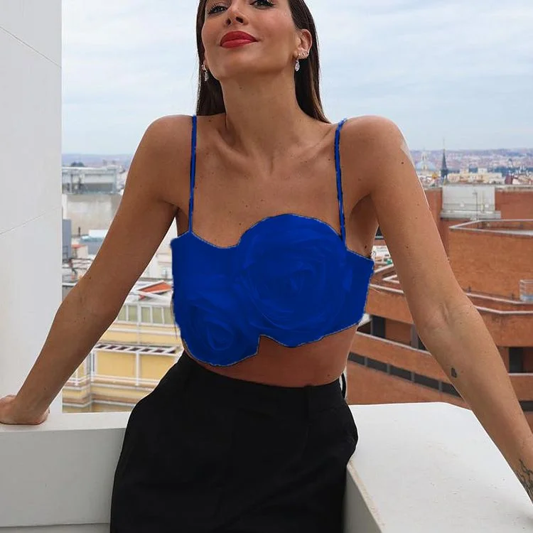 2022 White Floral Spaghetti Strap Women Crop Top Backless Summer Elegant Tank Tops Sexy Fashion Casual Cami Sleeveless