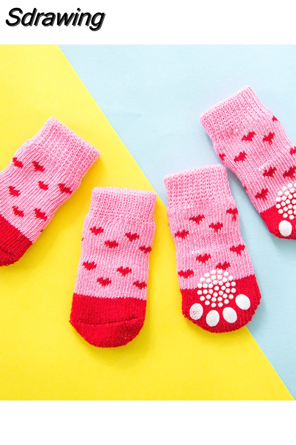 Sdrawing Cute Puppy Dog Socks Cartoon Printed Anti Slip Knit Socks Winter Warm Puppy Shoes Small Medium Dogs Boots Pet Products