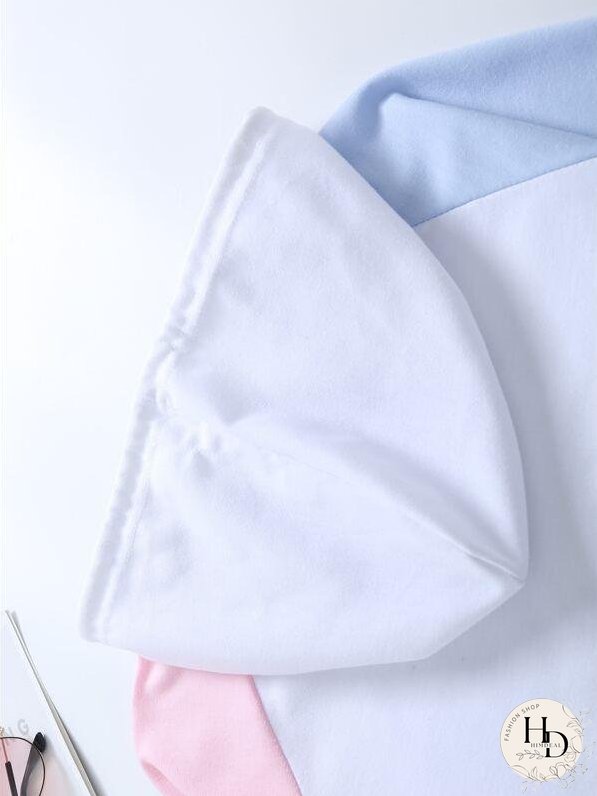 Contrast Raglan Sleeve Drawstring Hoodie for Women