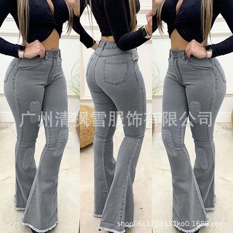 Women's Jeans Pure Slim Fit Sexy High Flared Pants