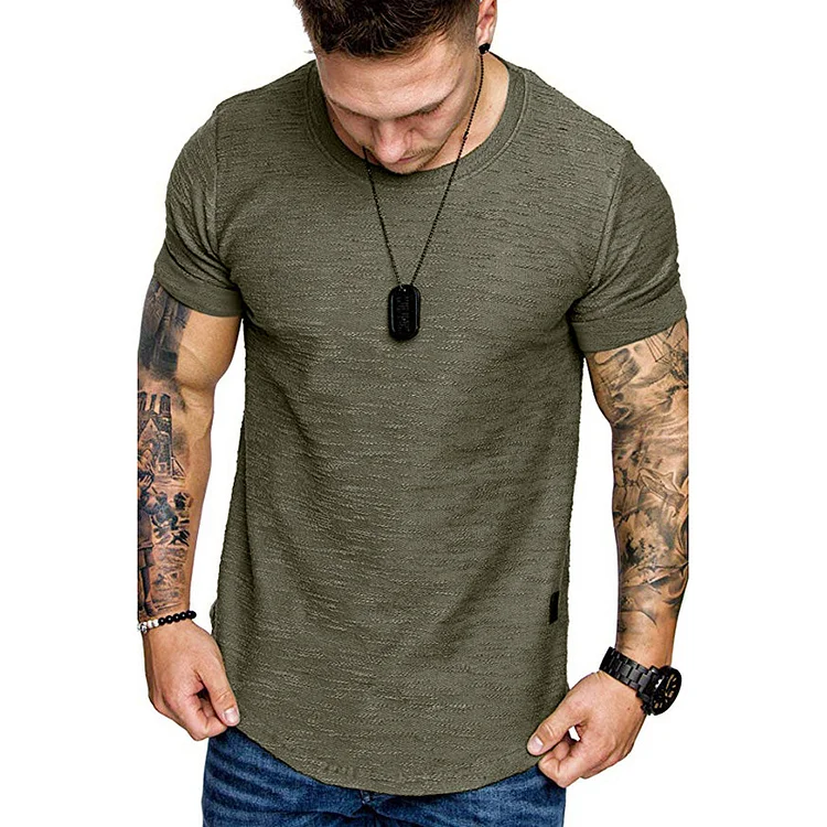 BrosWear Fashion Round Neck Solid Color Short Sleeve T-shirt