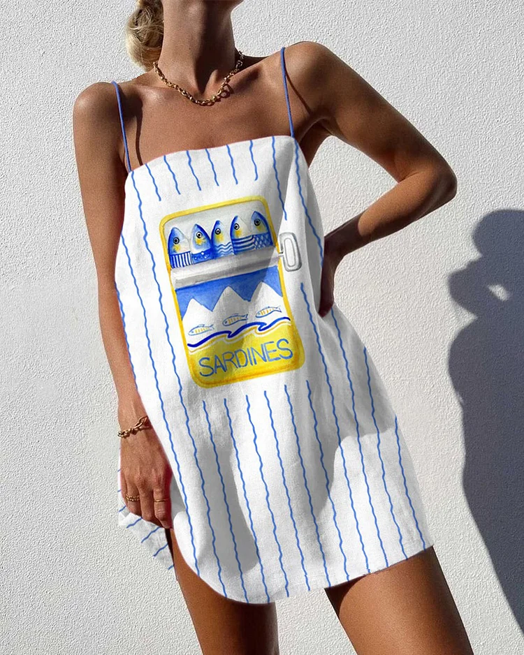 Pupiloves Pupiloves Canned Fish Corrugated Sling Mini Dress