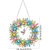 (US Only)2D Flat DIY Easter Bunny Diamond Painting Clock Pendant for Living Room Decor