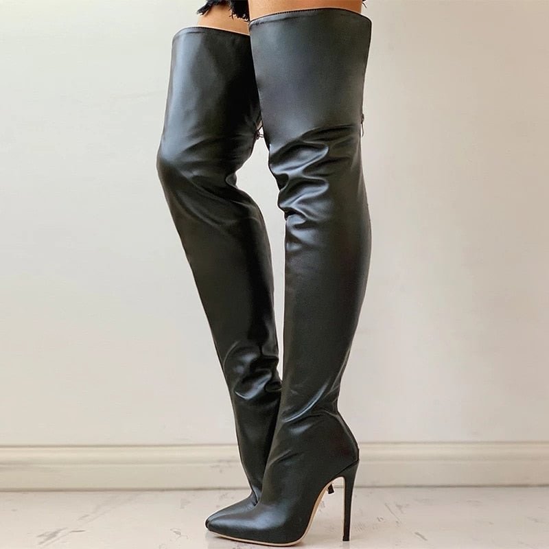 Sexy High Heels Over The Knee Boots Women 2021 Black Thigh High Boots Ladies Autumn Winter Shoes Women's Long Boot Plus Size 43