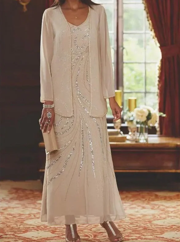 Women's Elegant Dress Two-Piece With Jacket