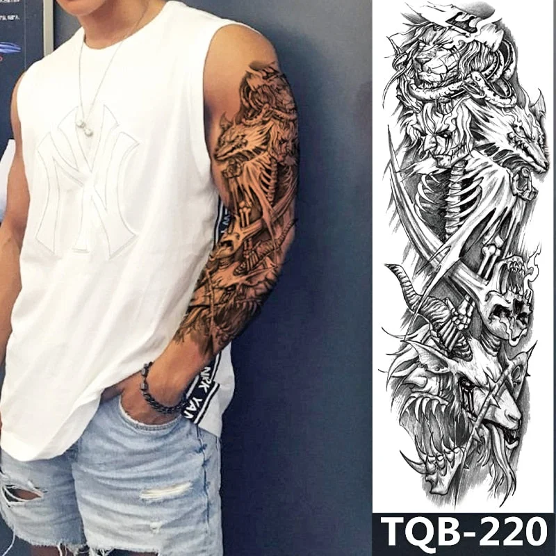 Waterproof Temporary Tattoo Sticker Totem Mechanical Full Arm Large Size Sleeve Tatoo Fake Tatto Flash Tattoos For Men Women