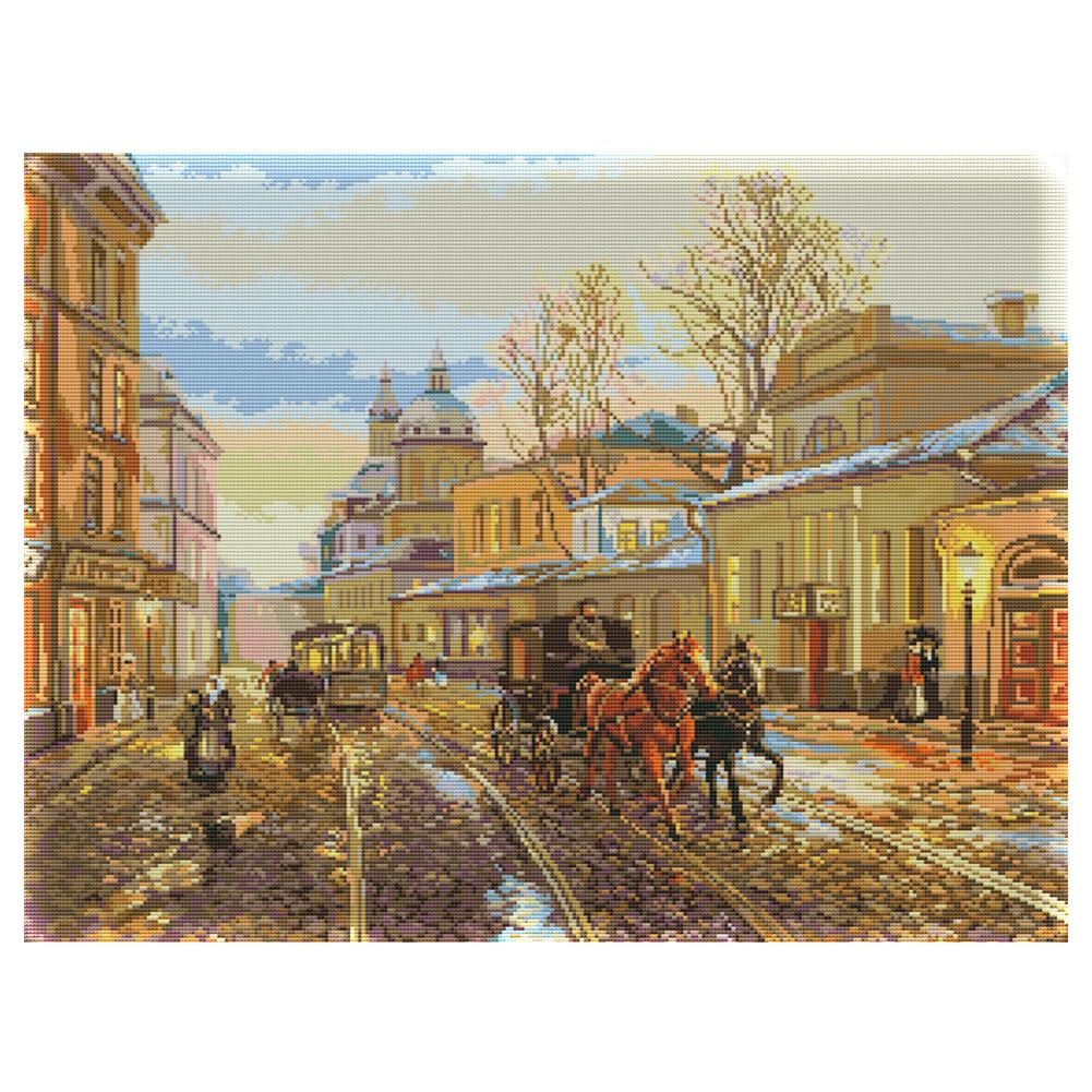 

Street View - 14CT Stamped Cross Stitch - 60*47cm, 501 Original