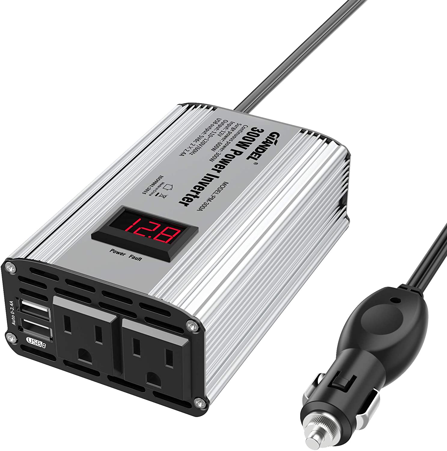 300W Car Power Converter Adapter 12V DC to 110V 120V AC  