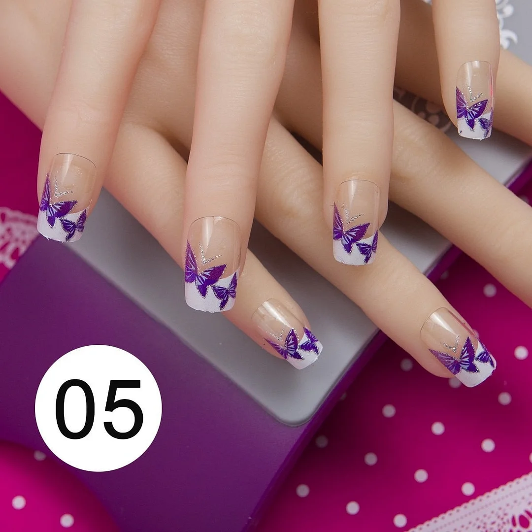 With 1 Piece Of Nail Adhesive Tape 24pcs/Box Press On Nail Art Tips Full Cover 10 Sizes False Nail Art Wedding Nails-Nail Inspo