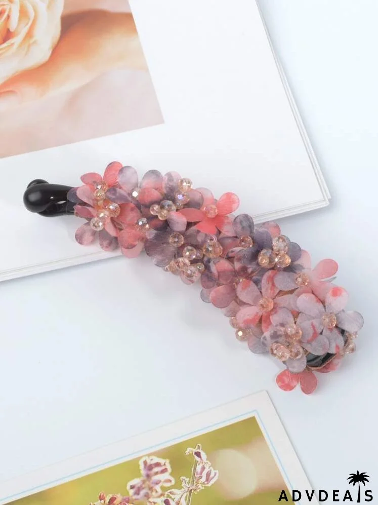 Flower & Bead Decor Banana Clip