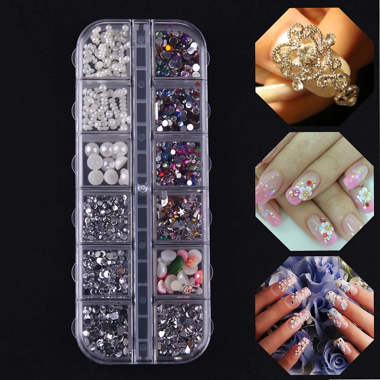 Plastic Nail Art Case with Clear Lid 12 Grids Empty for Jewelry Diamond Painting