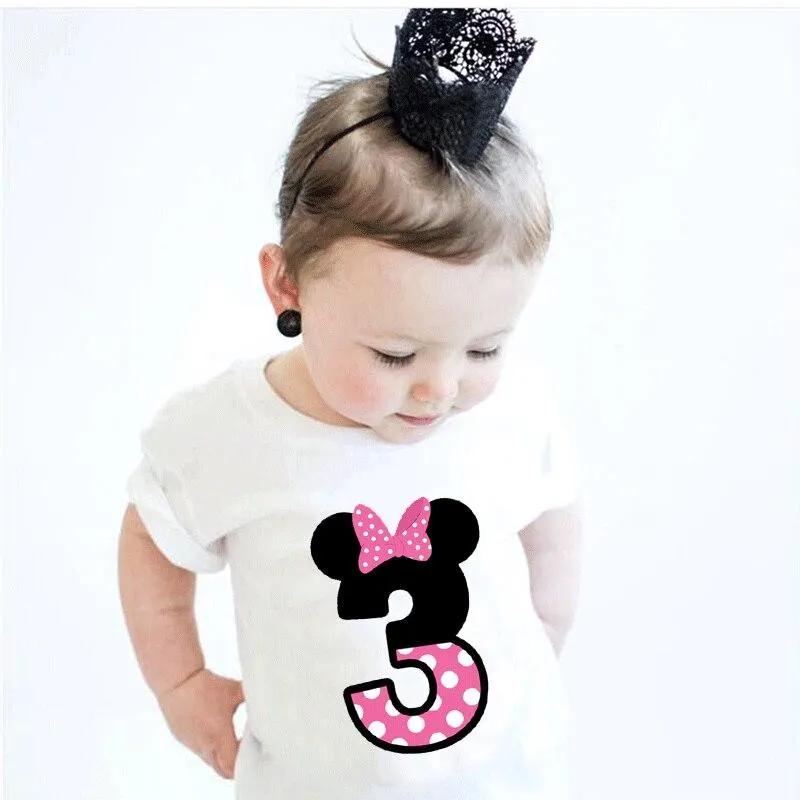Dots Mouse Print Boy's T-shirts Cartoon Girls Tees Short Sleeve Summer Tops Boys Clothes Cute Kids Children Tshirt Clothing