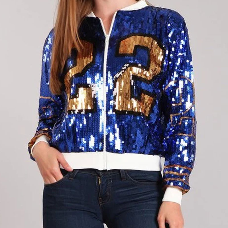 Hot-selling Long-sleeved Spring Sequin Casual Sports Top Zipper Jacket Women