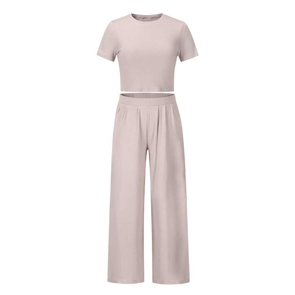 Fashion Casual Set Short-sleeved T-shirt And Trousers Two-piece Suit Size Women's