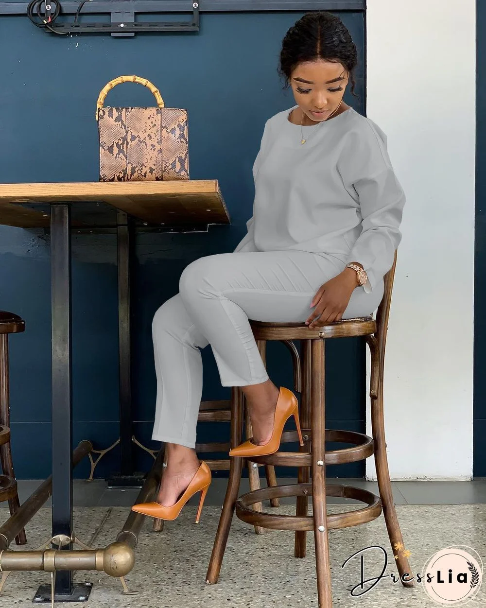 Long Sleeves T shirt Sportswear Two Piece Pants Set