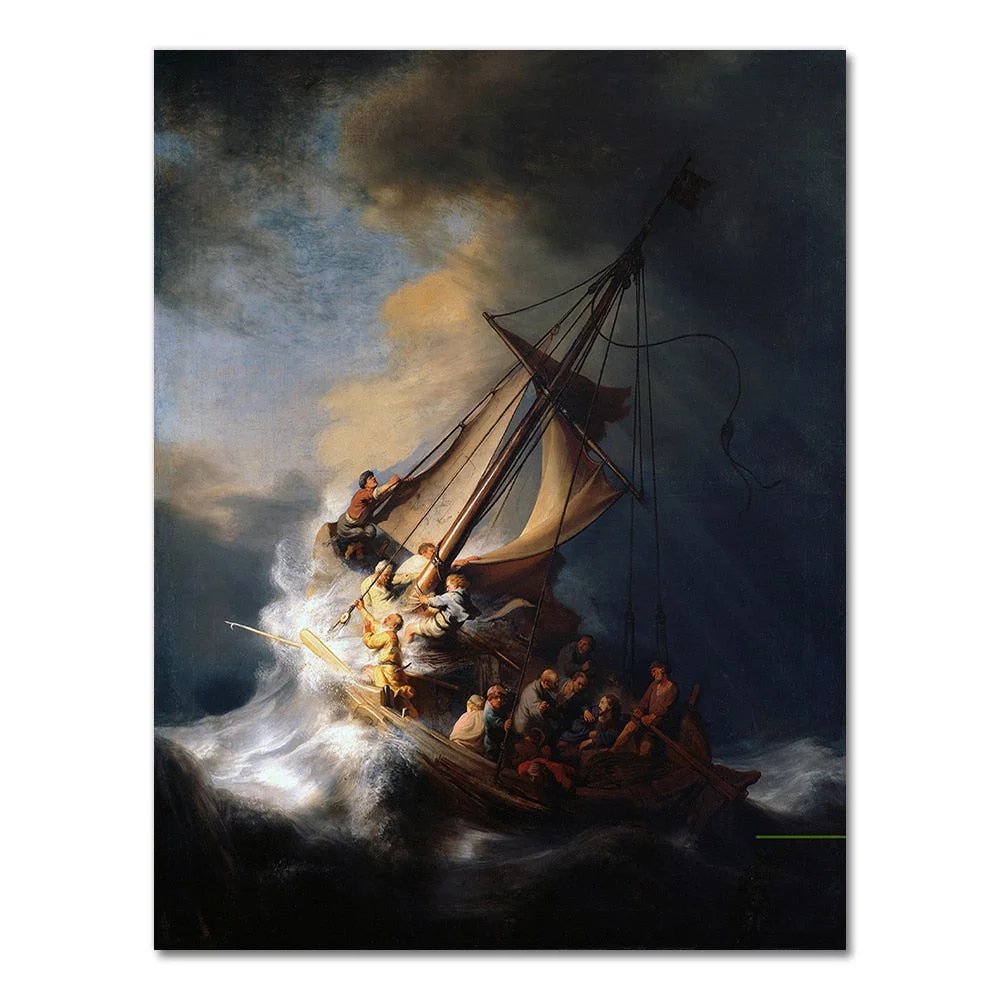 Rembrandt Ship Canvas Oil Painting HD Wall Art Prints Picture For Living Room Modern Home Decor Posters 1 Piece No Frame