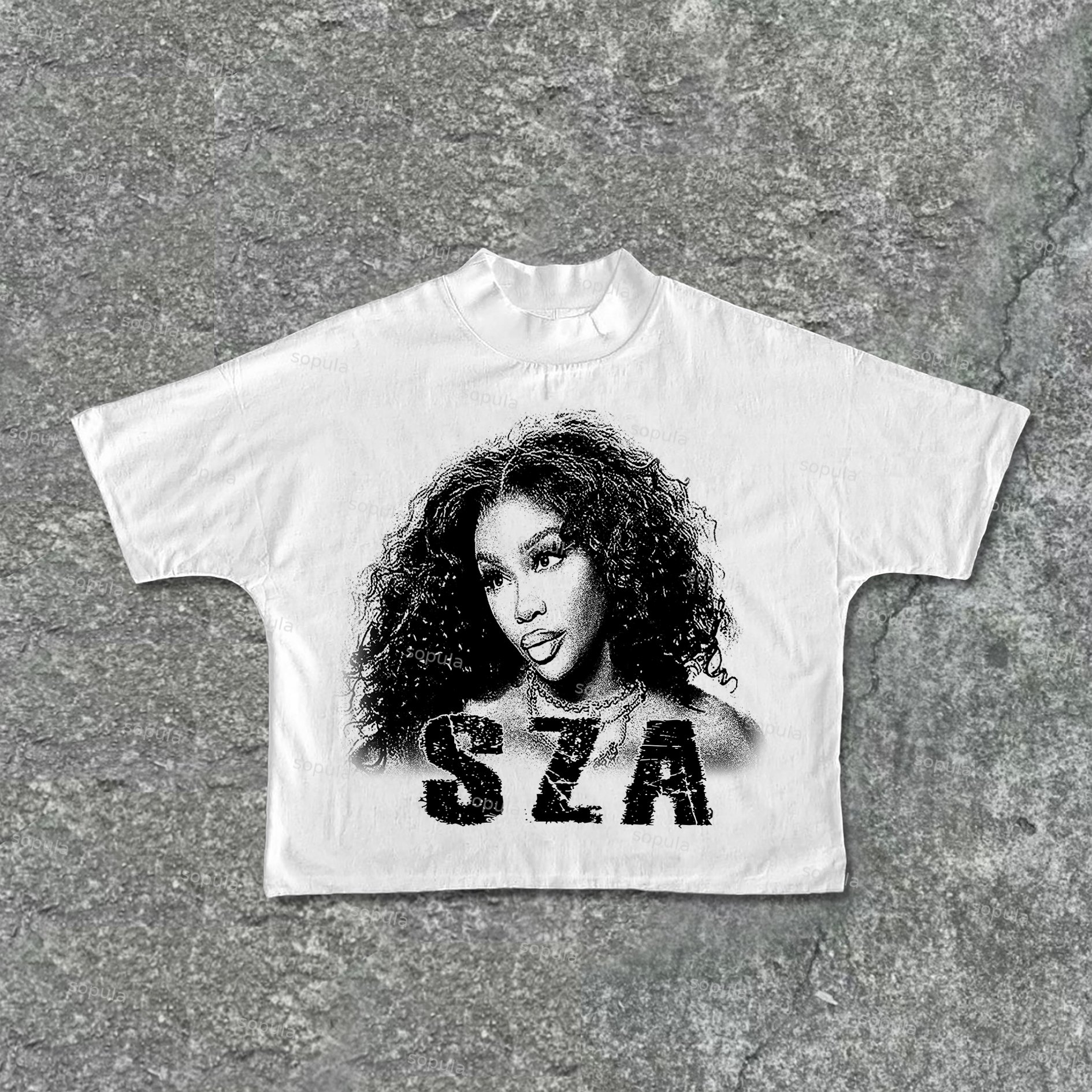 Sopula Vintage Sza Graphic Print Cropped T-Shirts - SOPULA