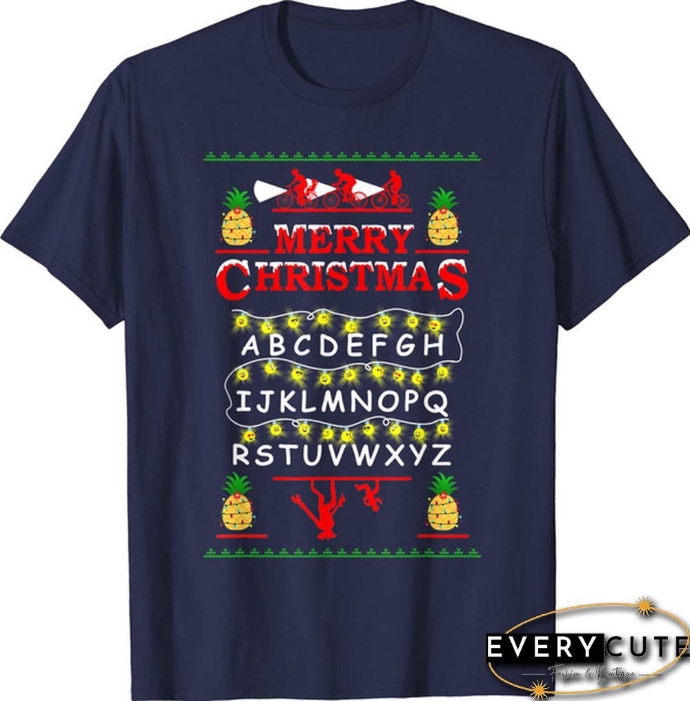Xmas Things Pineapple Upside Down Mele Kalikimaka Stranger T-Shirt