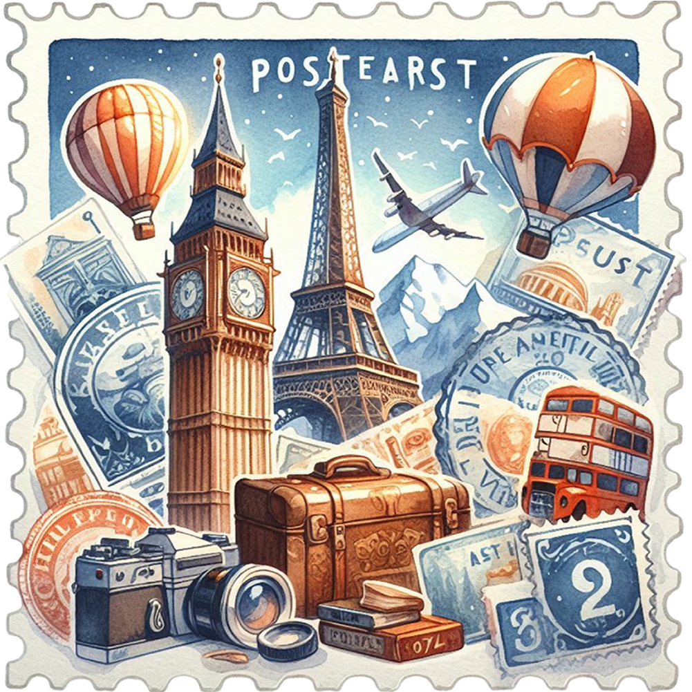 Famous Buildings With Stamp-Like Feel 30*30cm(canvas) full round drill diamond painting