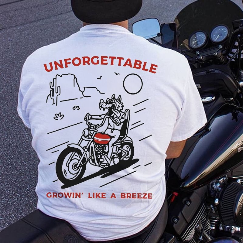 UPRANDY Growin’ Like A Breeze Cartoon Motorcycle Rider Print T-shirt -  UPRANDY