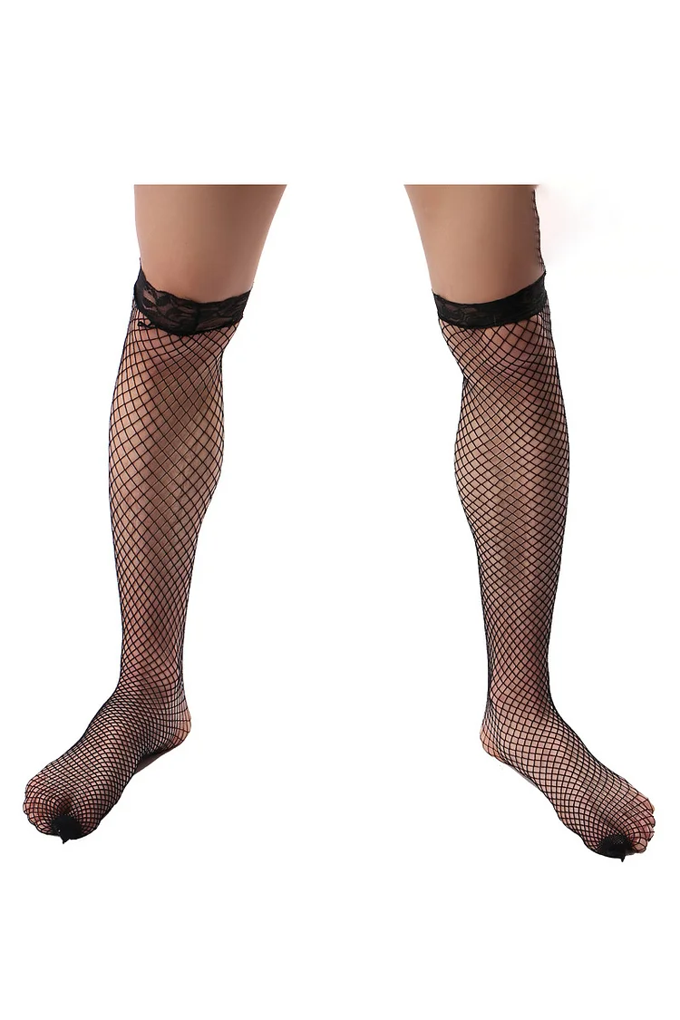 Lace Fishnet See Through Black Over Knee Stockings