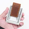 Handmade Crazy Horse Leather Magnetic Banknote Clip | Vintage Cowhide Magnetic Clip, Multifunctional Stationery Bookmark Money Clip
