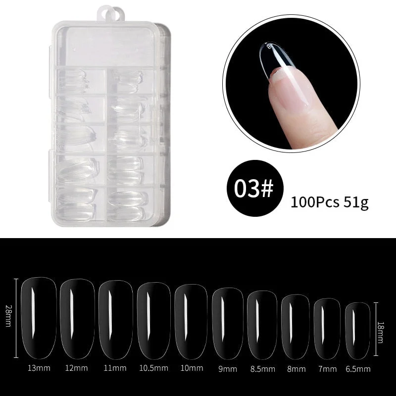 100Pcs False Full Nail Tips Quick Building Mold Tips Nail Dual Forms Finger Extension Nail Art UV extension Easy Find Nail Tools-Nail Inspo
