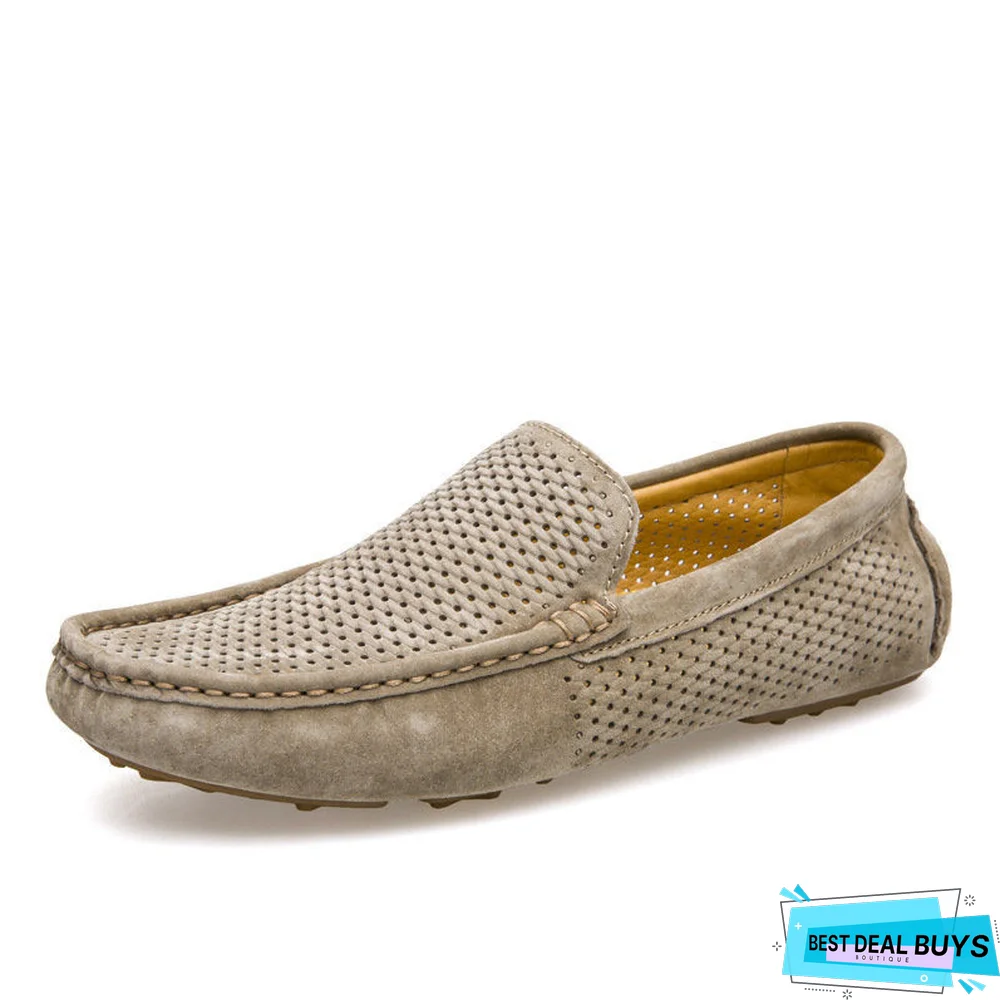 Slip On Driving Shoes Soft Moccasins Holes Comfort Light Mens Flats