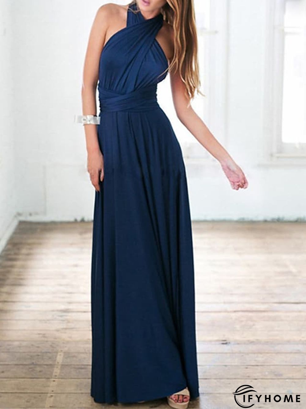 Women‘s Prom Party Dress Swing Dress Long Dress Maxi Dress Green Black Blue Sleeveless Pure Color Backless Spring Summer V Neck Party S M L XL | IFYHOME