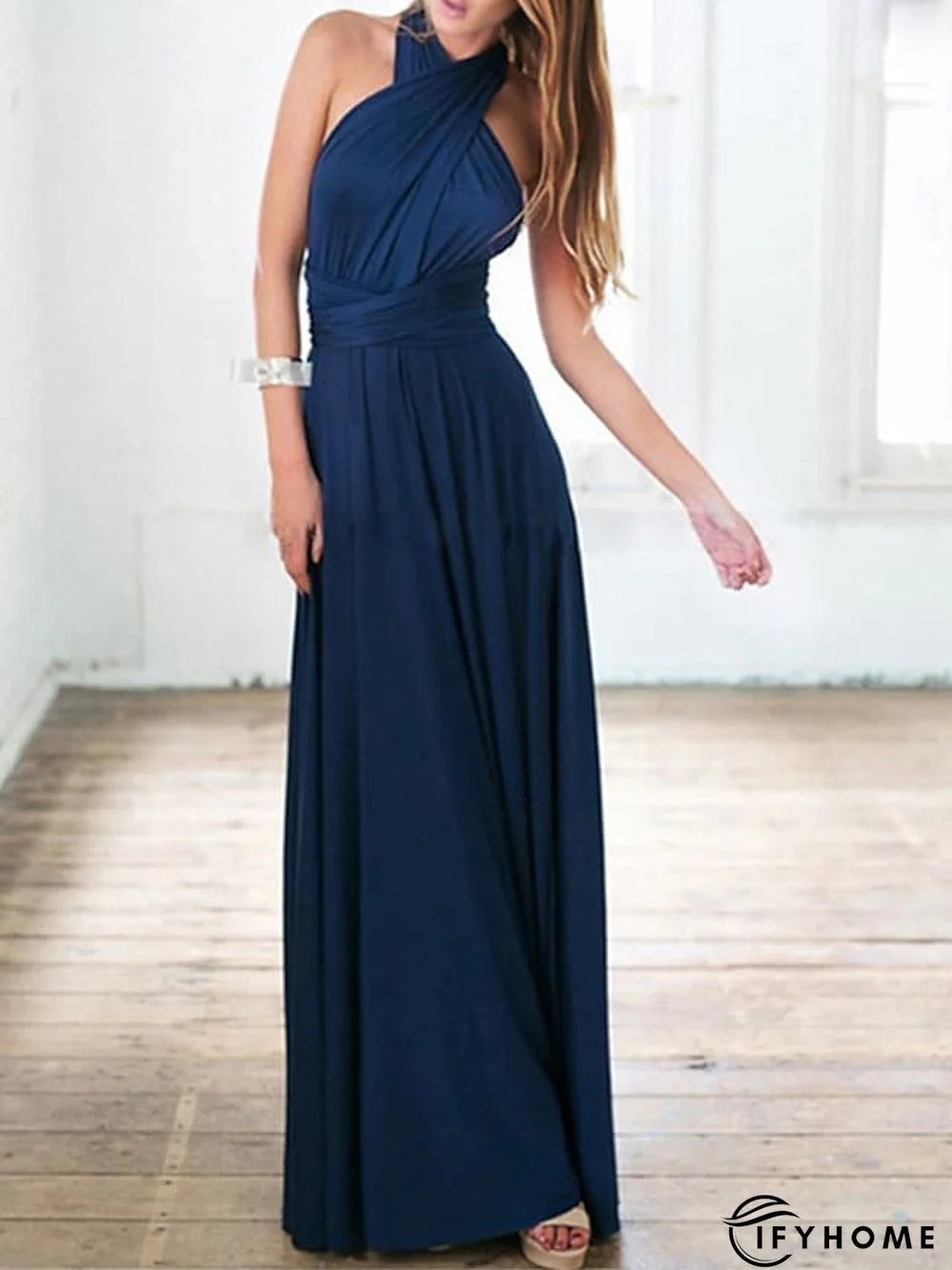 Women‘s Prom Party Dress Swing Dress Long Dress Maxi Dress Green Black Blue Sleeveless Pure Color Backless Spring Summer V Neck Party S M L XL | IFYHOME