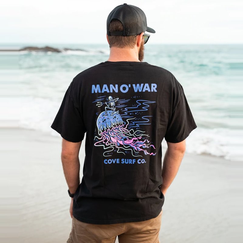 Casual Man O' War Print T-shirt