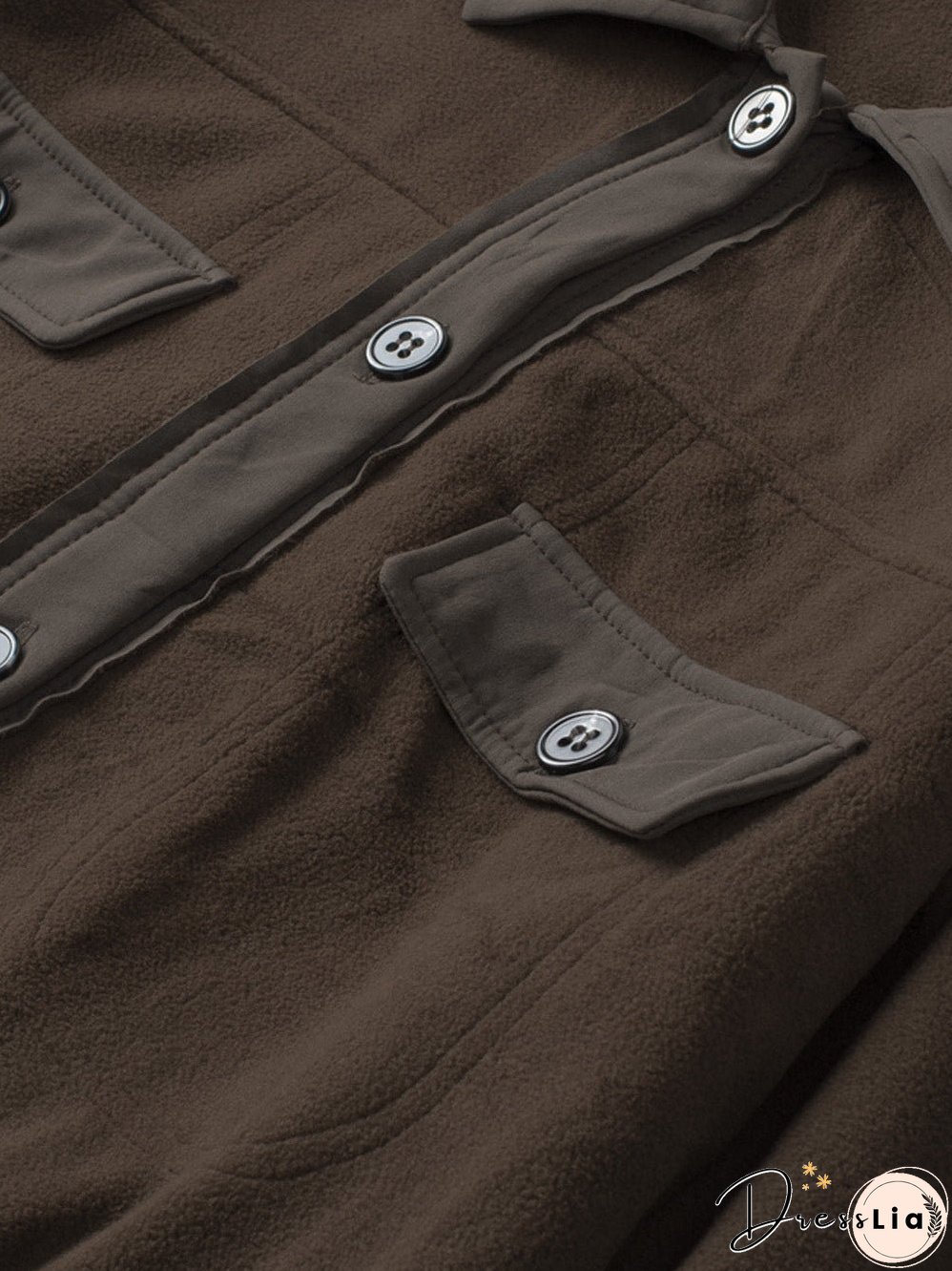 Brown Plush Fleece Button-Up