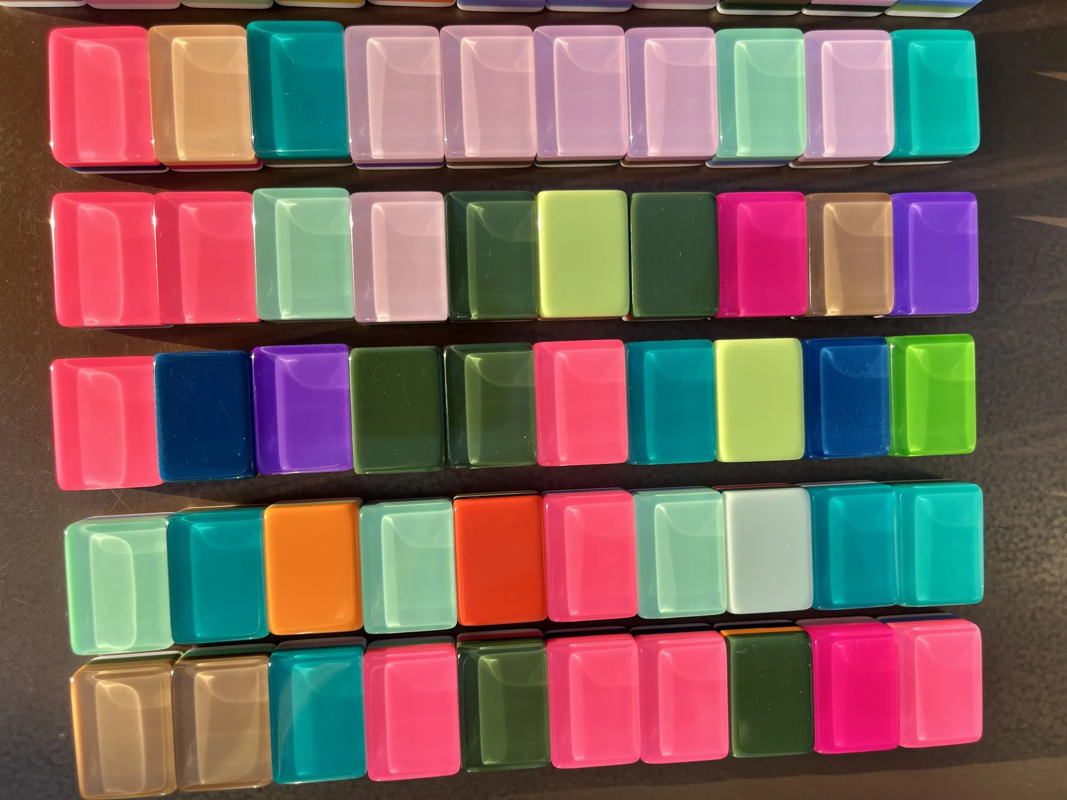 Real color and layer samples photographed from the assortment.