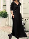 Loose Casual Solid Color Pocket Hooded Long Sleeve Maxi Dress
