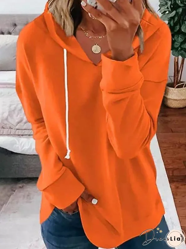 Hoodies Casual Solid Drawstring Long Sleeve Hoody for Women