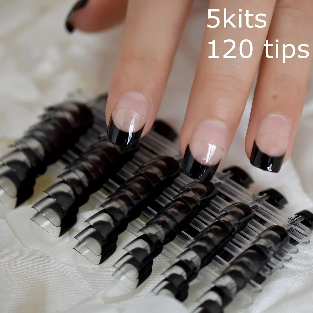 24pcs/kit White French Manicure Half Nail Tips Transparent Square French Nails DIY Nail extension Tip-Nail Inspo