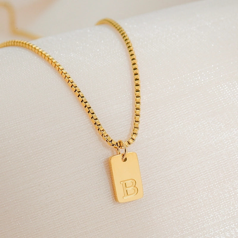 Minimalist Letter 304 Stainless Steel 18K Gold Plated Pendant Necklace