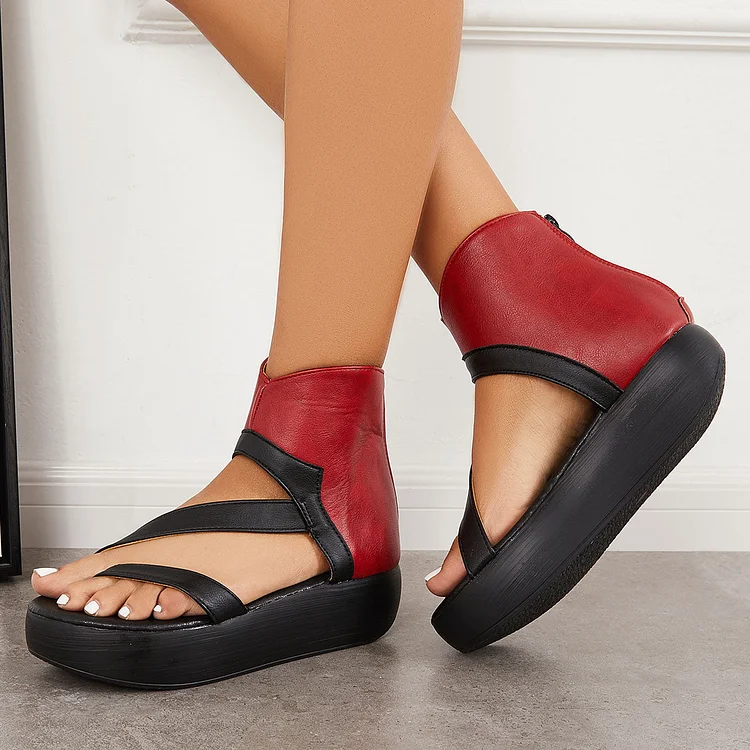 Toe Ring Thick Sole Platform Heel Ankle Strap Sandals