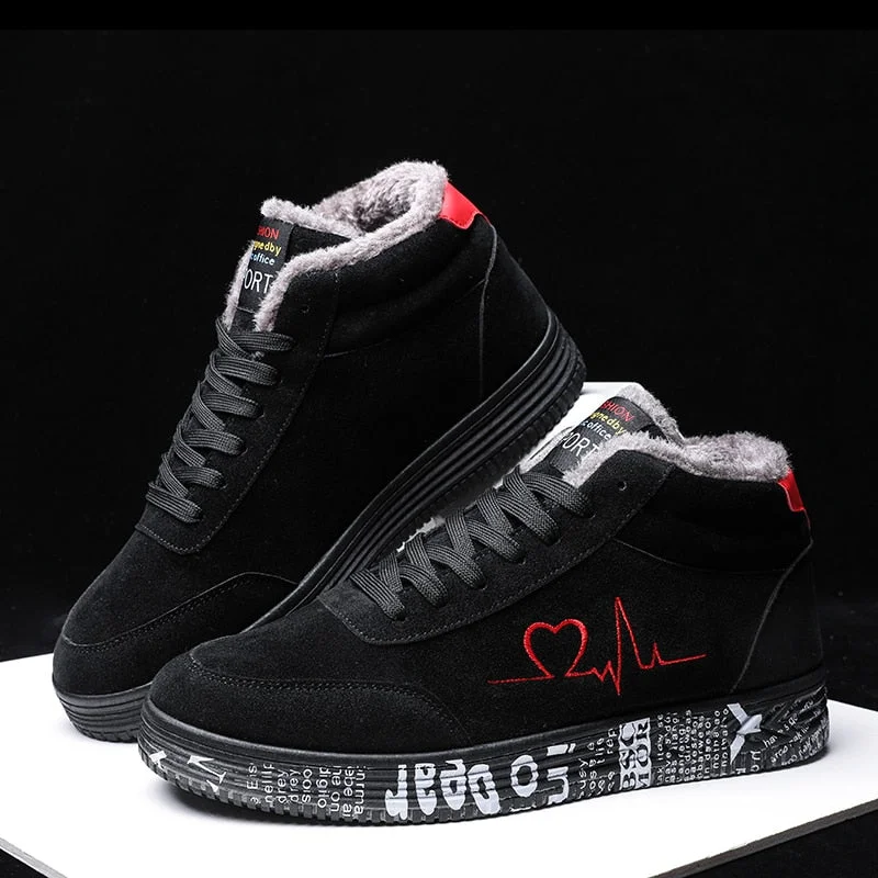 High Top Winter Sneakers Women Boots Man Fashion Black Red Canvas Vulcanize Shoes Woman Flats Unisex basket femme Big Size 35-44