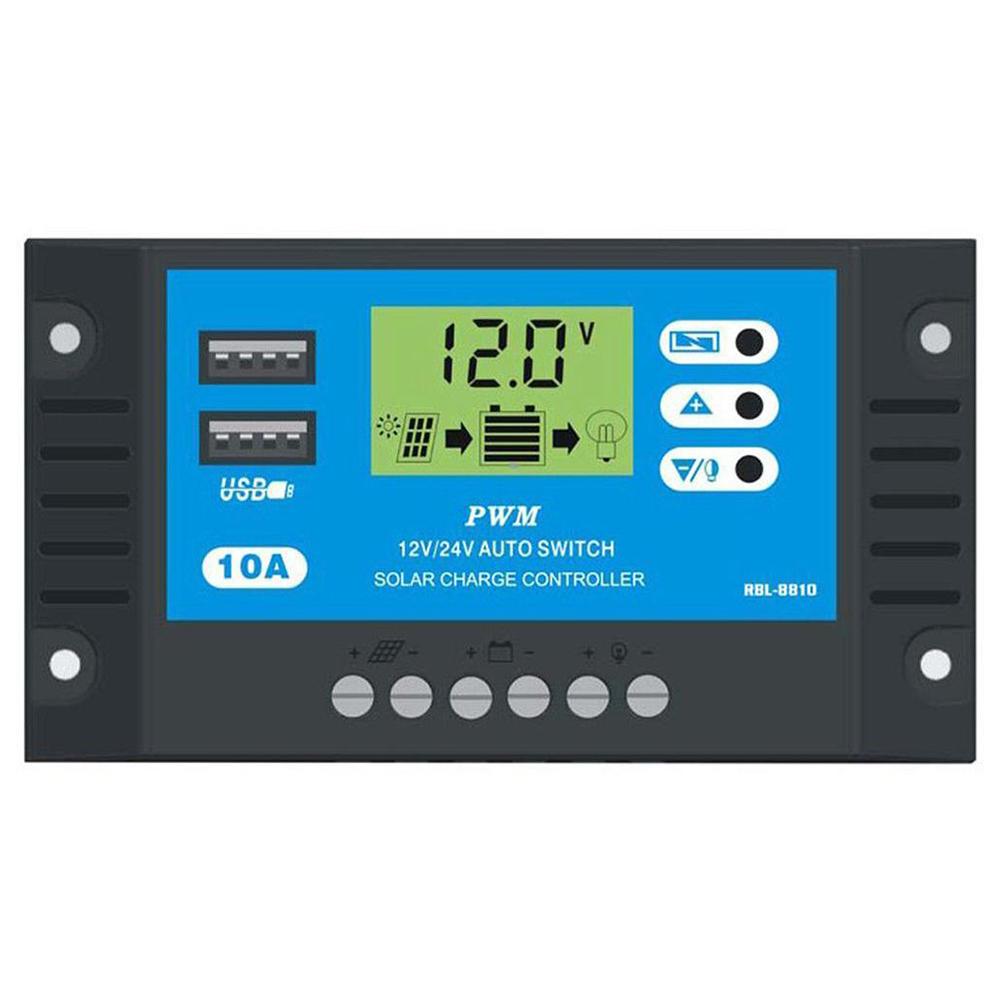 

12V/24V LCD Display PWM Auto Solar Panel Battery Charger Controller (10A, 501 Original