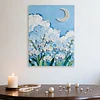 (30x40cm)DIY Pearl Painting Framed Flower Moon Handmade Pearl Material Art Kit Living Room Decor