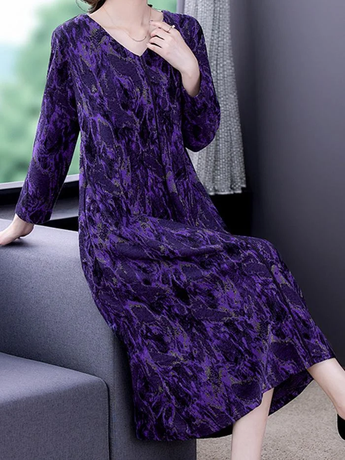 Elegant V-neck Mid-length Dress