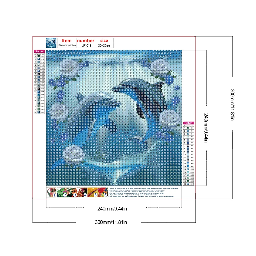 Diamond Painting - Full Round Drill - Dolphin(Canvas|30*30cm)